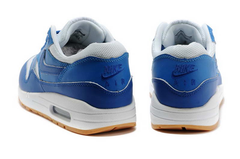 Nike Air Max 1 87 fourrure Hommes Blanc Bleu (3)